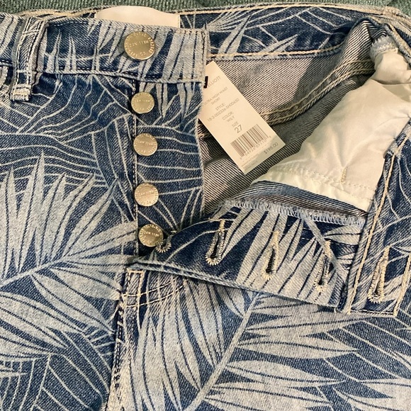 NWT CURRENT ELLIOTT ULTRA HIGH WAIST DENIM TROPICAL SHORTS SZ 27 WILEY PALM - Picture 2 of 9